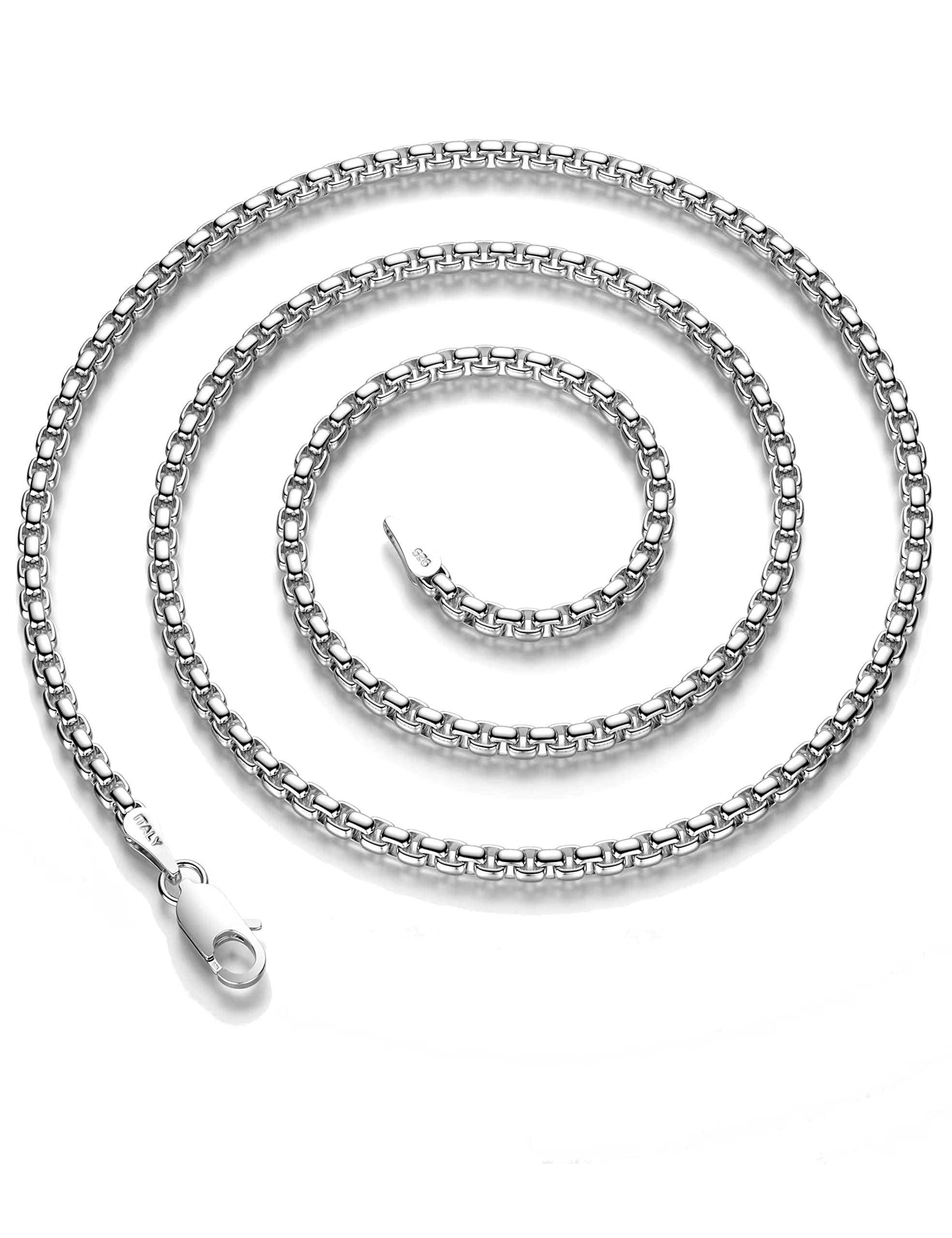 925 Sterling Silver Box Chain Lobster Clasp 4mm Silver Chain for